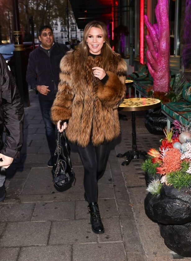 Danielle Lloyd - Wearing a faux fur coat as she celebrates her 39th Birthday in London