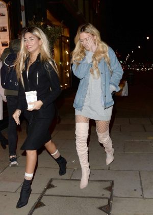 Danielle Sellers and Louisa Johnson - Arriving at Reign nightclub in London