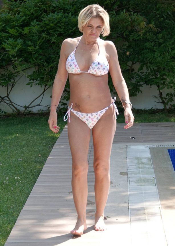 Danniella Westbrook - In a white Louis Vuitton Bikini by the pool in Antalya