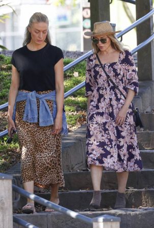 Dannii Minogue - Seen in a floral dress while out in Melbourne