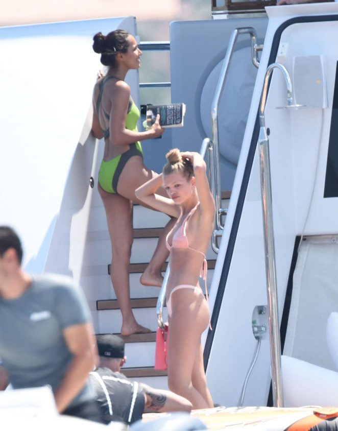 Daphne Groeneveld in Bikini on a yacht in St Tropez