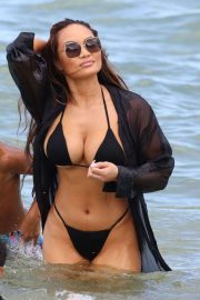 Daphne Joy in Black Bikini on the beach in Miami