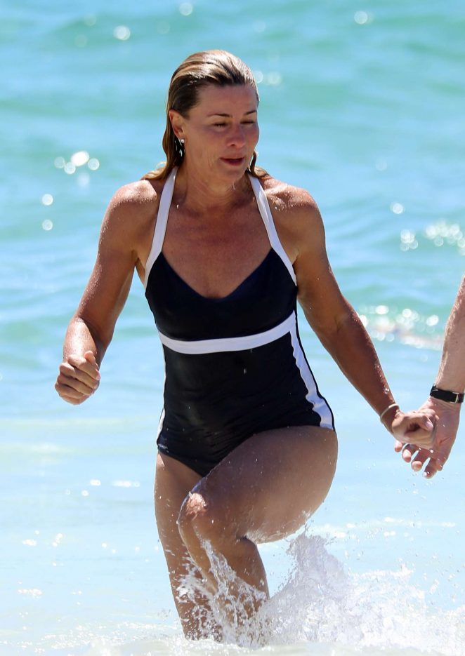 Deborah Hutton in Swimsuit at Bronte Beach