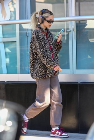 Delilah Belle Hamlin - Wear a leopard print sweater during a stroll in Los Angeles