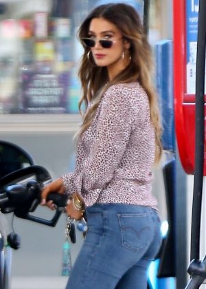 Delta Goodrem at a gas station in Los Angeles