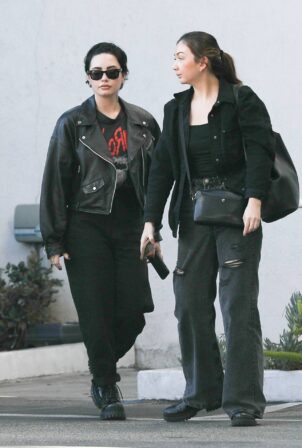 Demi Lovato - In a black leather jacket shopping on Rodeo Dr and Saks Fifth Avenue
