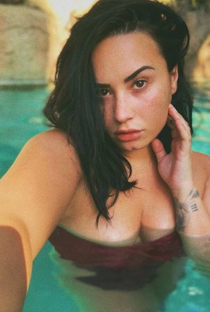 Demi Lovato in Red Swimsuit - Instagram Pics