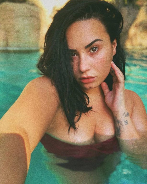 Demi Lovato in Red Swimsuit - Instagram Pics