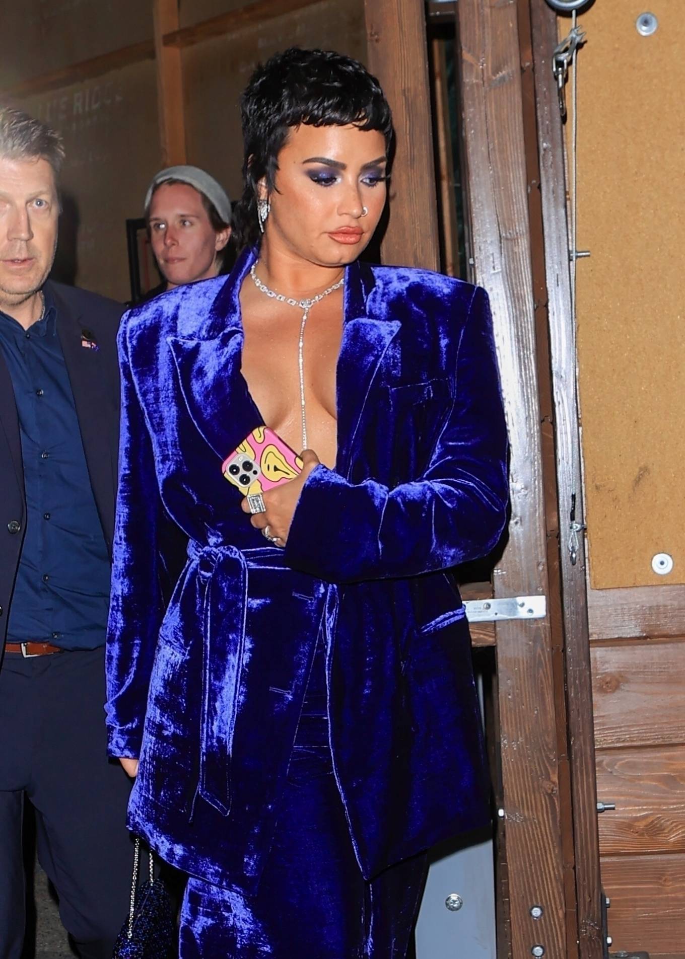 Demi Lovato 2021 : Demi Lovato – Seen in a blue dress leaving Craig’s in West Hollywood-05