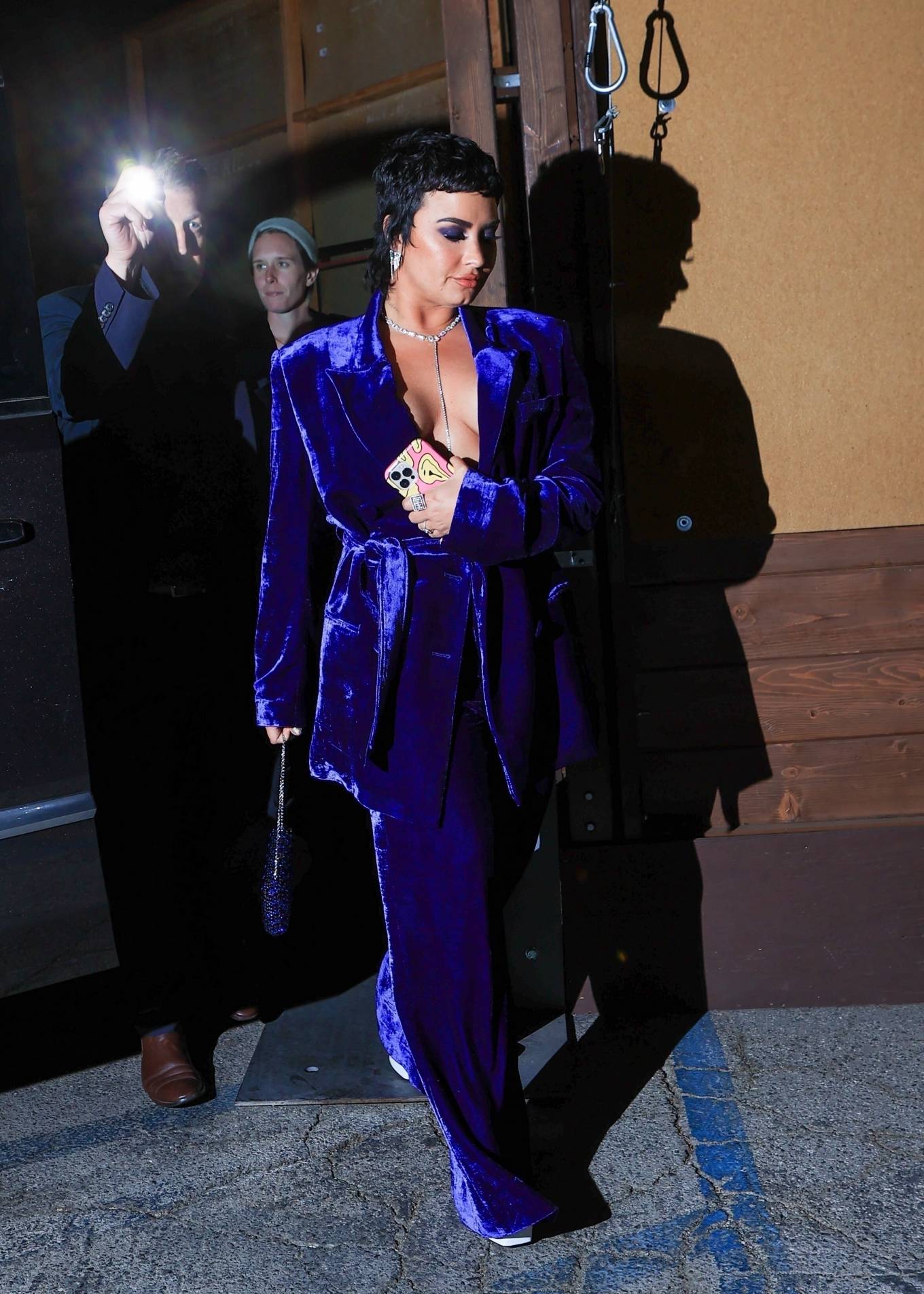 Demi Lovato 2021 : Demi Lovato – Seen in a blue dress leaving Craig’s in West Hollywood-07