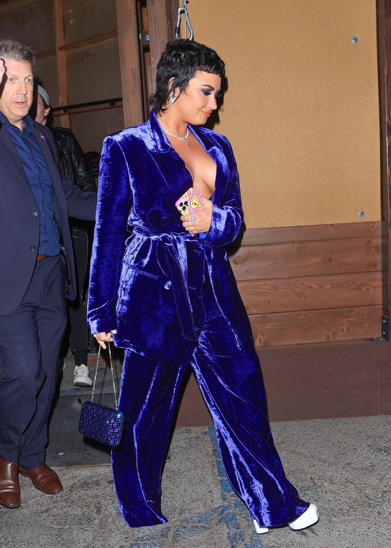 Demi Lovato 2021 : Demi Lovato – Seen in a blue dress leaving Craig’s in West Hollywood-09