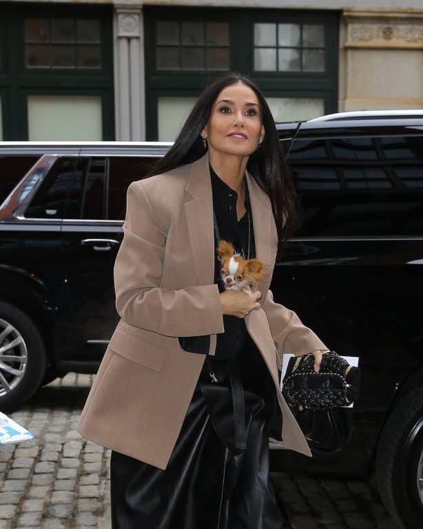 Demi Moore - Heads to Good Morning America with her beloved tiny dog in New York