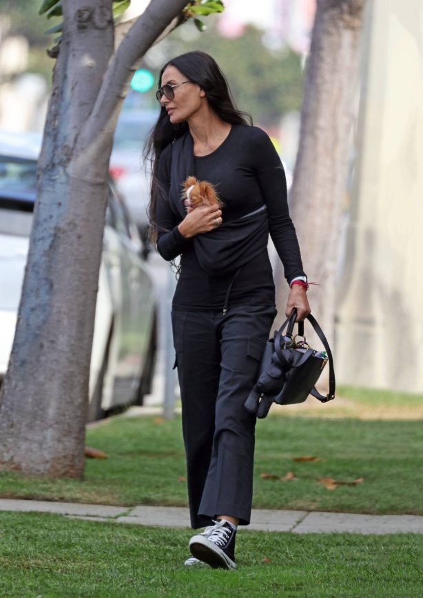 Demi Moore - Seen with her cute Dog Pilaf in Los Angeles