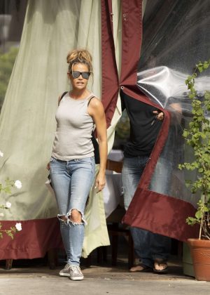 Denise Richards in Jeans - Leaving a restaurant in Calabasas