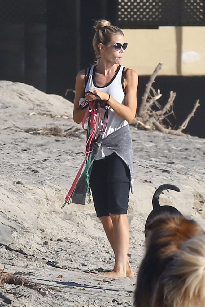 Denise Richards with her dogs on Malibu Beach