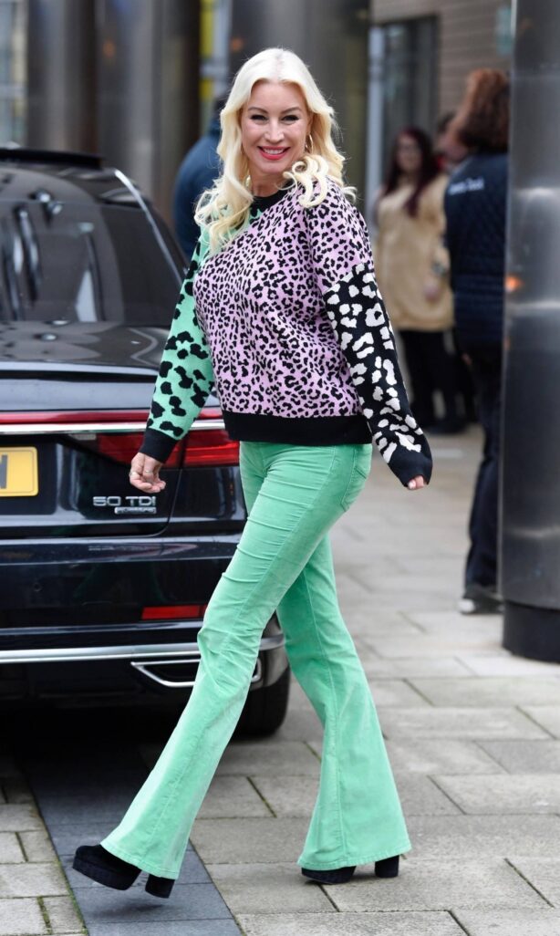 Denise Van Outen - In colourful attire as she leaves Steph's Packed Lunch TV Studios in Leeds