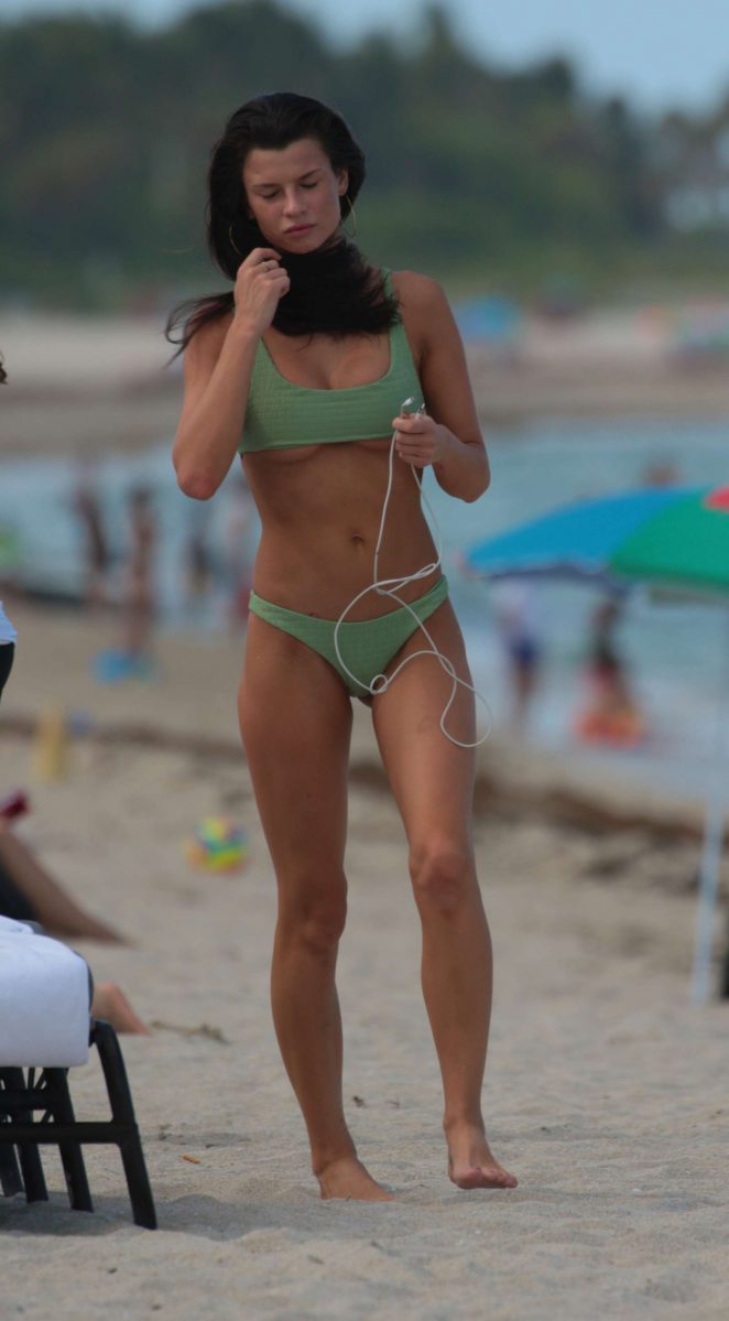 Destiny Sierra DeLisio in Green Bikini at the beach in Miami