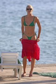 Devon Windsor in Green Bikini at a beach in Ibiza
