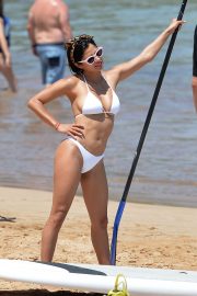 Diane Guerrero in White Bikini Paddleboarding in Maui