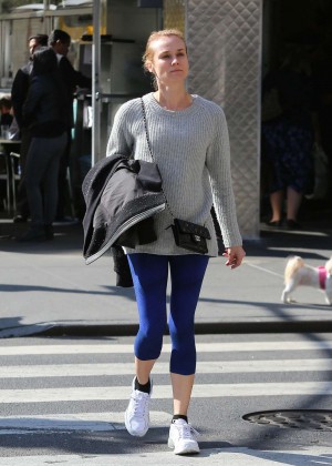 Diane Kruger in Tights Going to the gym in NYC