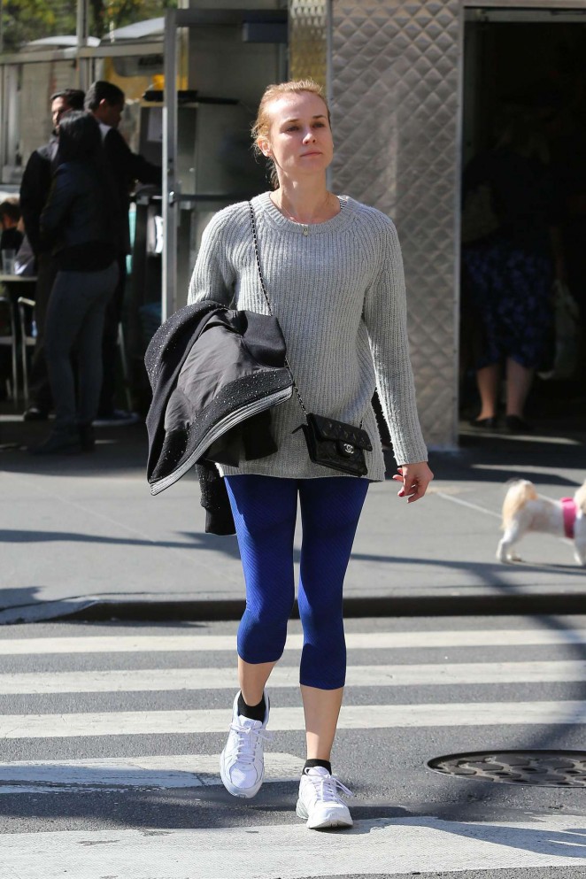 Diane Kruger in Tights Going to the gym in NYC