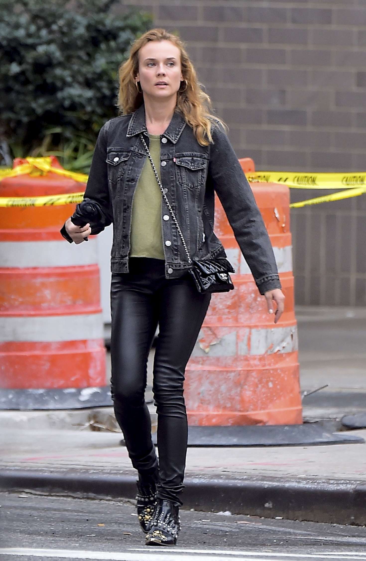 Diane Kruger in black leather pants in LA