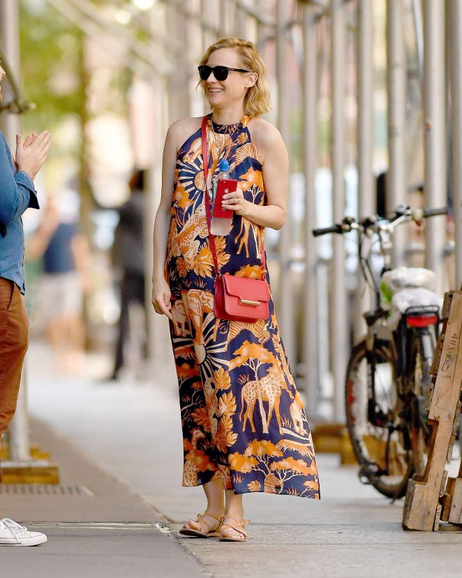 Diane Kruger in Flower Maxi Dress - Out in New York