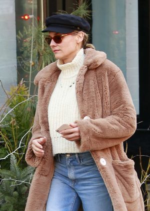 Diane Kruger in Fur Coat out in New York