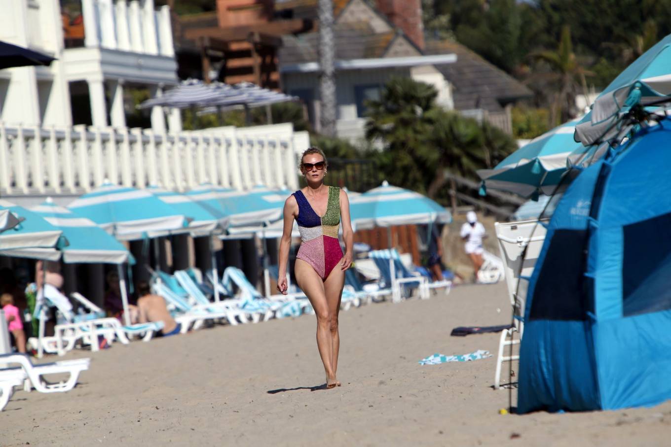 Diane Kruger - In one-piece bikini at the beach in LA. 