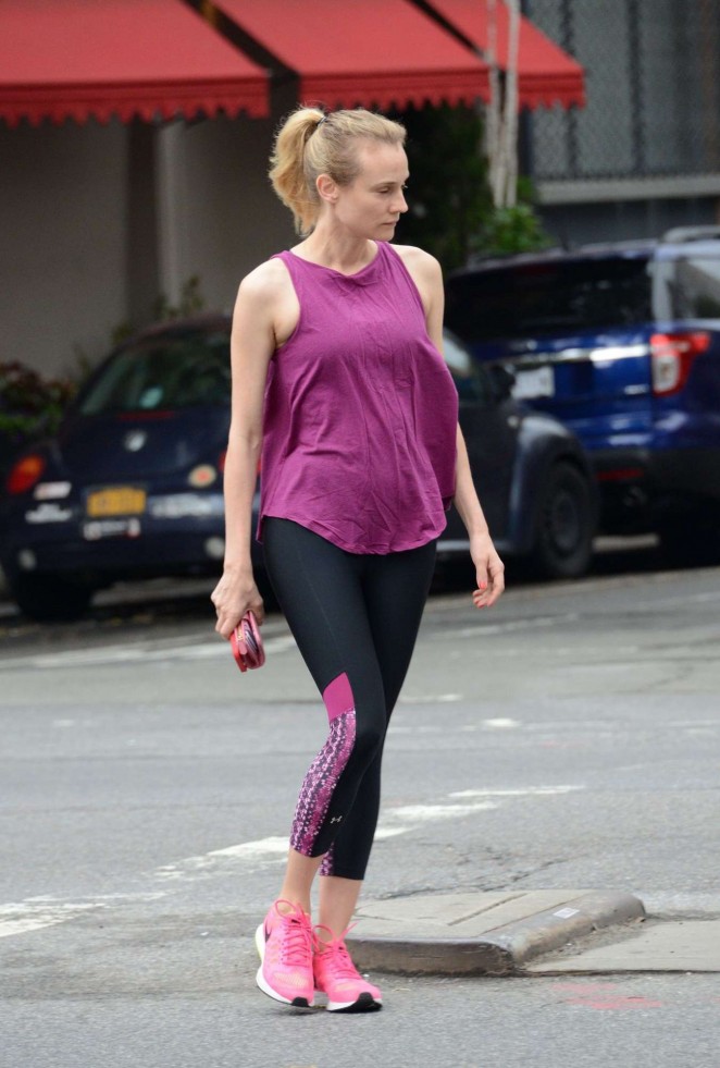 Diane Kruger in Tights at Gym in New York