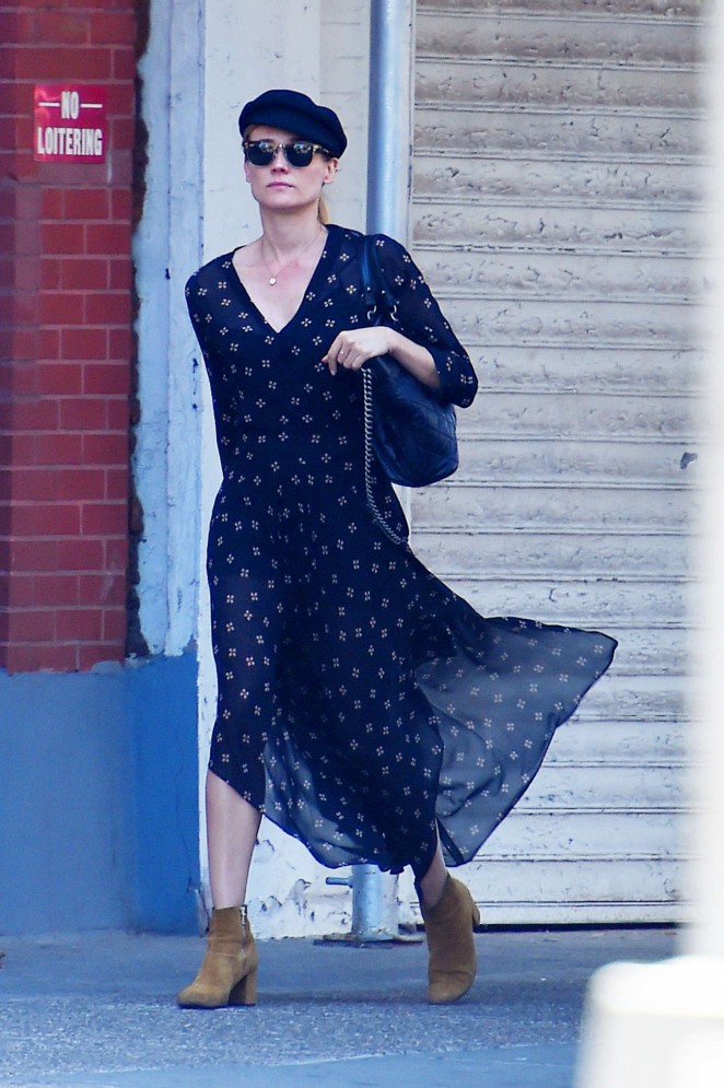 Diane Kruger in Long Dress Out in NYC