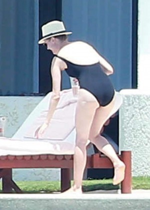 Diane Kruger in Black Swimsuit in Cabo San Lucas