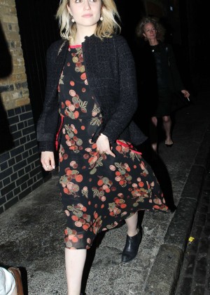 Dianna Agron in Floral Dress at Chiltern Firehouse in London