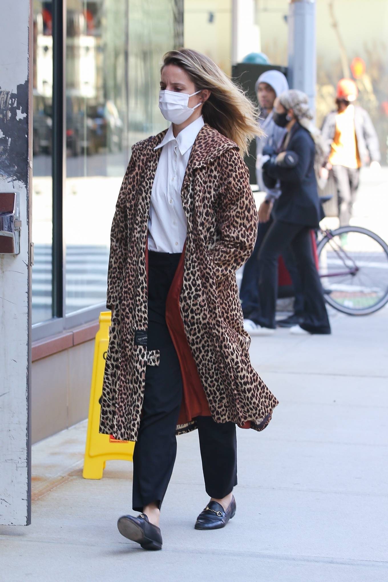 Dianna Agron 2021 : Dianna Agron – In a leopard print overcoat while out in New York-05