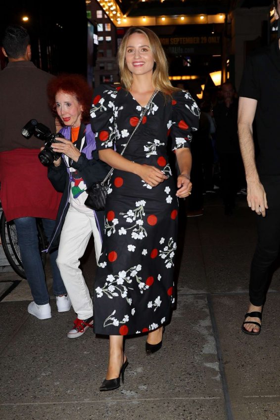 Dianna Agron in Floral Dress at  Broadway Theatre in New York