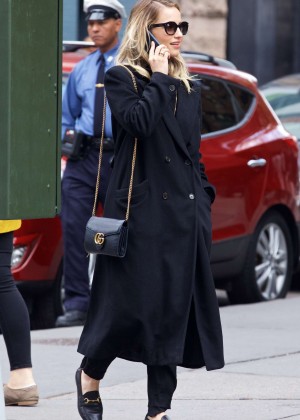 Dianna Agron in Long Coat Out in Soho