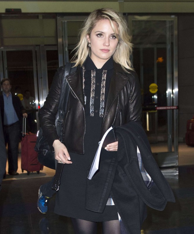 Dianna Agron in Mini Dress at JFK airport in NYC