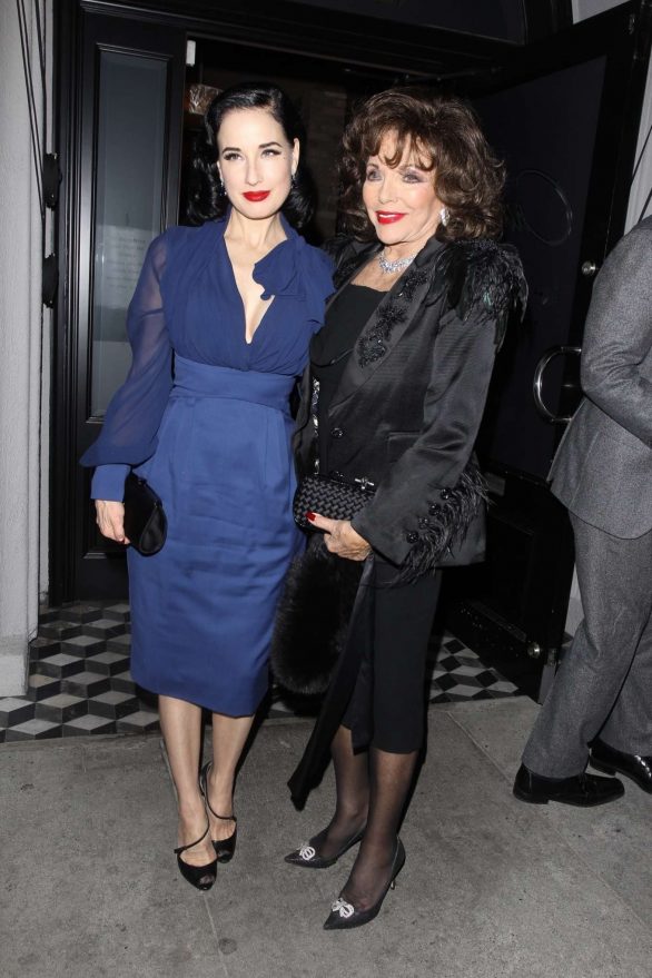 Dita Von Teese and Joan Collins have dinner at Craig's in West Hollywood