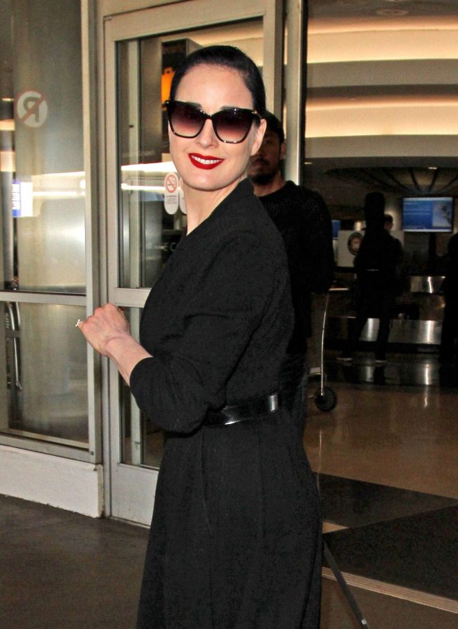 Dita Von Teese Arrives at LAX Airport in Los Angeles