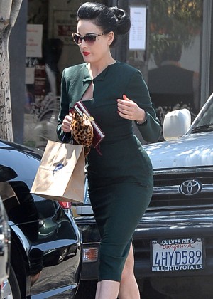 Dita Von Teese in Tight Dress Out in Los Angeles