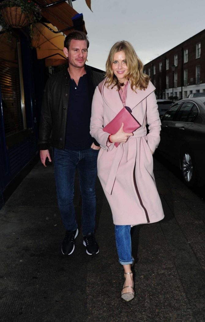 Donna Air and her boyfriend Ben Carrington - Leaving Scalini Restaurant in London