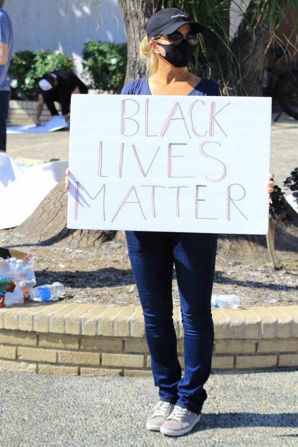 Donna D'Errico at the Black Lives Matter protest in Studio City