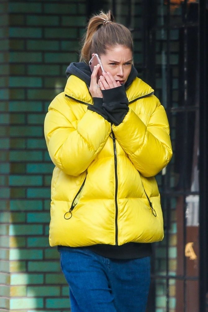 Doutzen Kroes in Yellow Jacket - Out in New York City
