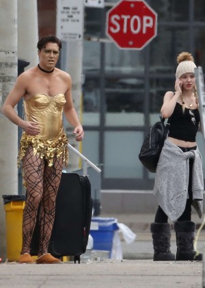 Dove Cameron on the Set of 'The Rocky Horror Picture Show' in Toronto