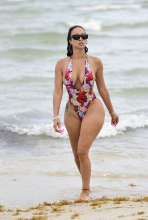 Draya Michele - In a swimsuit at the beach in Miami