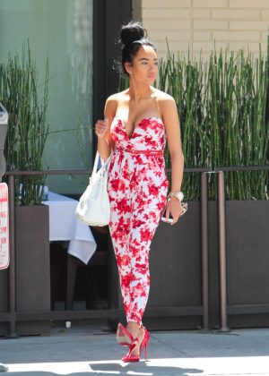 Draya Michele in Floral Jumpsuit out in Los Angeles