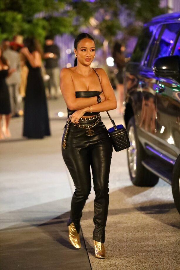 Draya Michele - in leather outside Drake's Billboard after-party at the Sofi Stadium in Inglewood