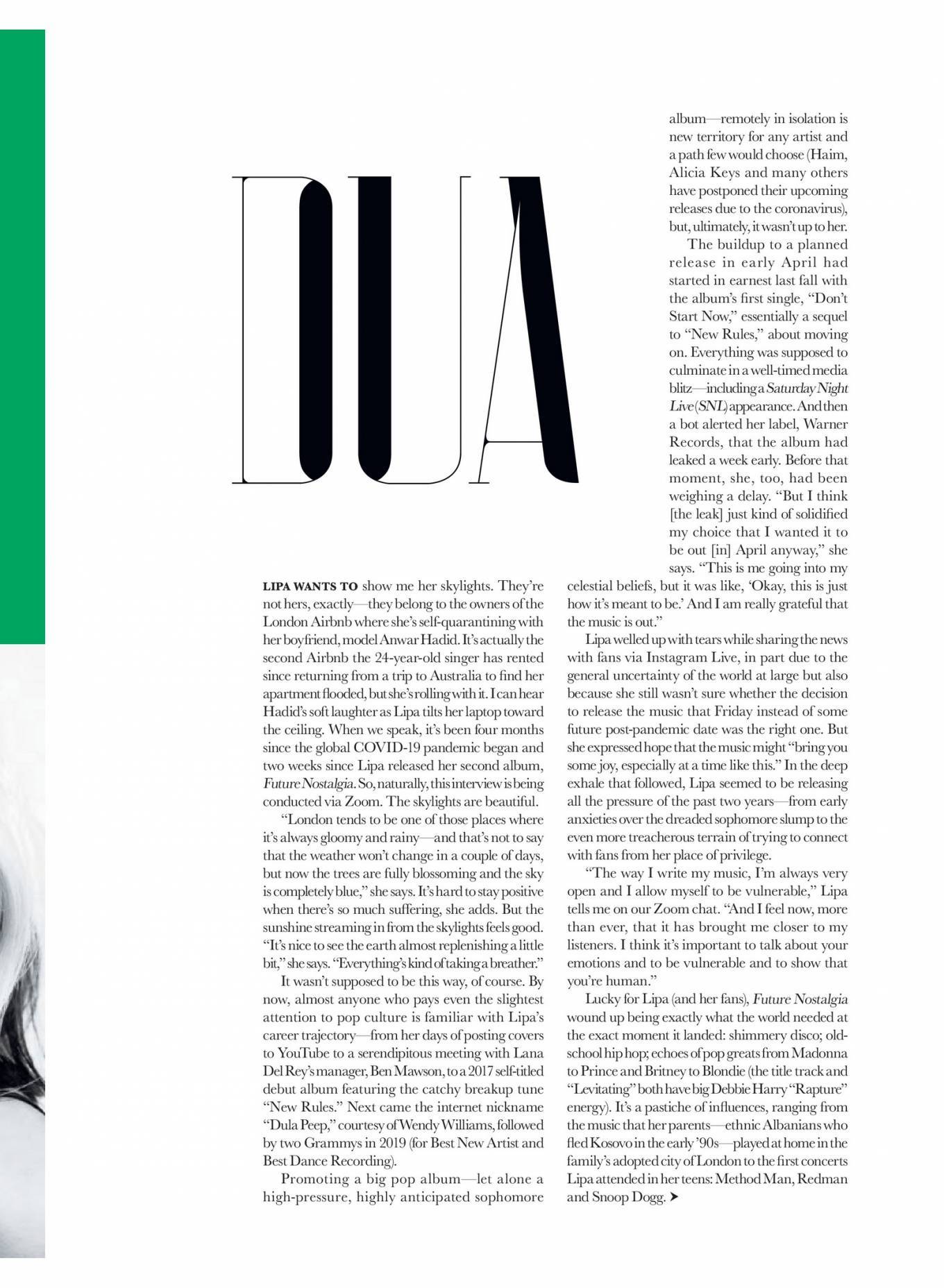 Dua Lipa – Elle Canada Magazine (Summer 2020)