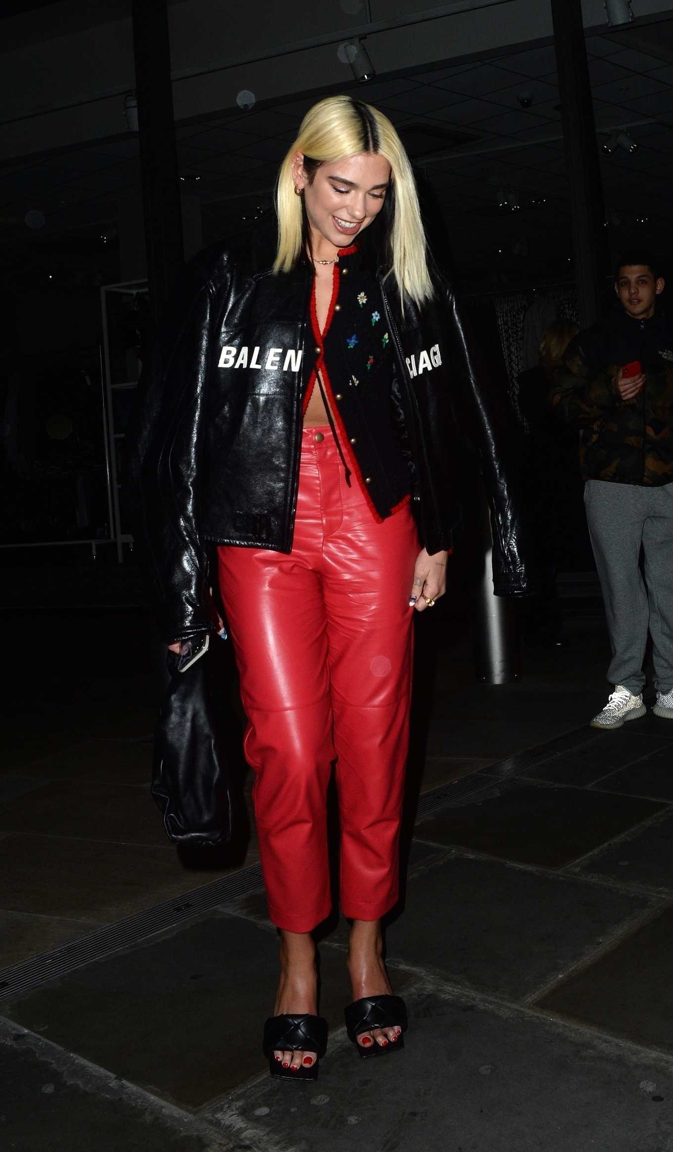Dua Lipa In Red Pants At The Ivy Asia In London
