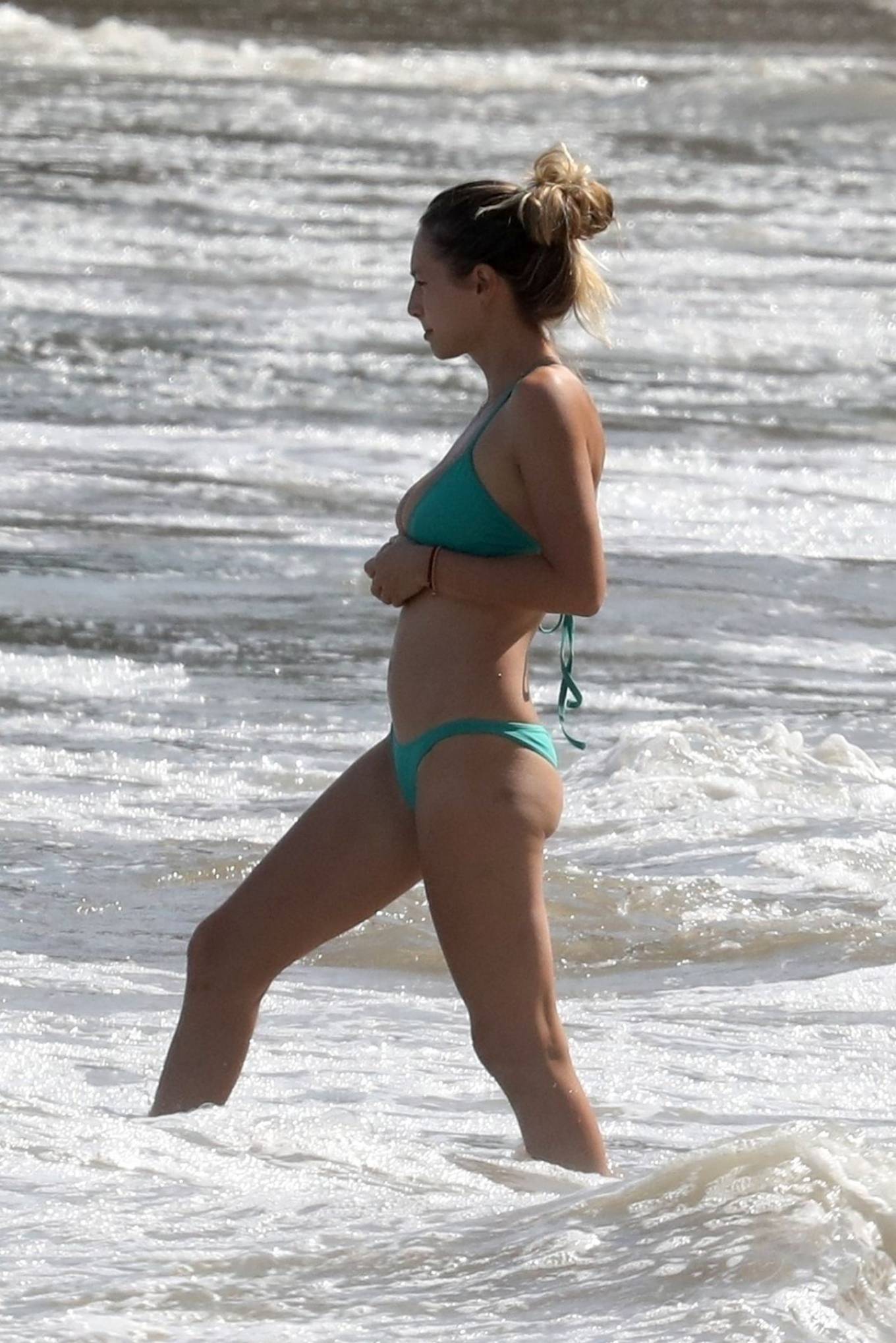 Dylan Penn in Green Bikini at a beach in Malibu